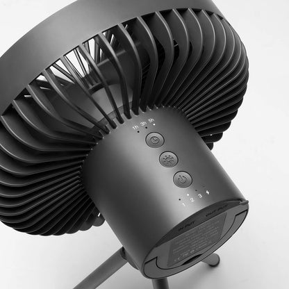Rechargeable camping fan with night light and power bank